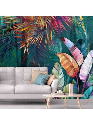 Dreamwall Tropik Renkli Yapraklar Desenli Sağlıklı Tekstil Duvar Kağıdı