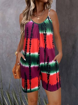 Hariqa Kadın Ip Askılı Yuvarlak Yaka Cepli Kısa Şort Süprem Takım