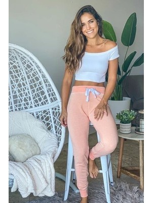 Nnstartshopping  Kadın Kısa Kollu Madonna Yaka Viskon Crop Bluz Cepli Iki Iplik Eşofman Takım