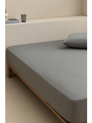 Nart Home Tek Kişilik Pamuklu Lastikli Çarşaf Koyu Gri 100X200