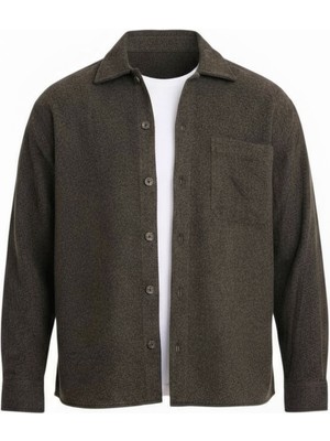 Valiberta Frankel Kaşe Kumaş Tek Cepli Relaxed Fit Erkek Gömlek - Haki