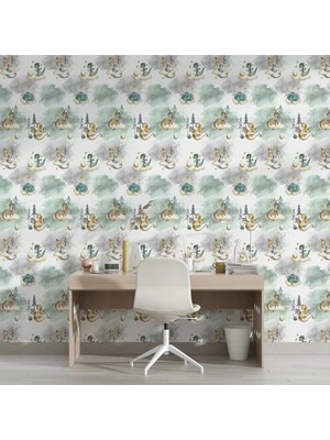 Dreamwall Yavru Dinazorlar Çocuk Odası Duvar Kağıdı -Isı ve Ses Yalıtımı Yırtılmaz