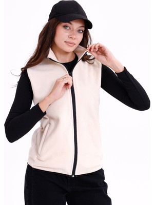Monox Kadın Slim Fit Tam Fermuarlı Polar Yelek