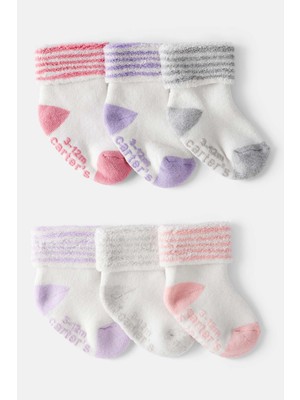 Carter's Kız Bebek Desenli 6lı Çorap