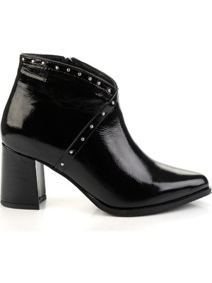 Bambi Siyah Hakiki Deri Kadın Bot & Bootie K02208021812