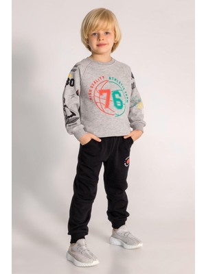Dmb Mojo Erkek Çocuk 4-8 Yaş Desenli Eşofman Takımı Gri