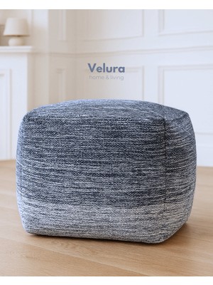 Velura Home & Living Delight Navy - White - Puf