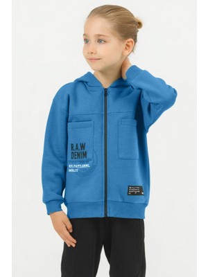 Dmb Mojo Erkek Çocuk 4-9 Yaş 3 Iplik  Şardonlu Kapüşonlu Hırka Mavi