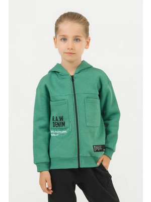 Dmb Mojo Erkek Çocuk 4-9 Yaş 3 Iplik  Şardonlu Kapüşonlu Hırka Yeşil