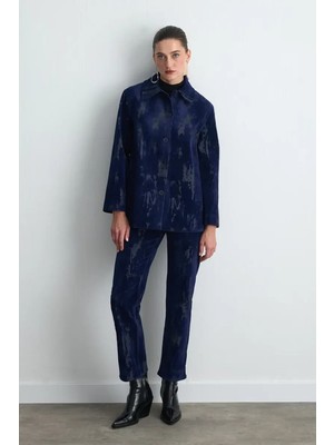 Gusto Anka Koleksiyonu Flok Kadife Ceket - Lacivert