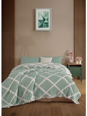 Luxtex Çift Taraflı, Baklava Desenli, 5 Katlı, Dolgulu Müslin Battaniye, Yorgan, 220 x 240 cm