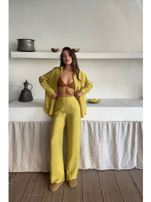 Nnstartshopping  Gömlek-Pantolon Takım Cupra Kumaş - Yağ Yeşili