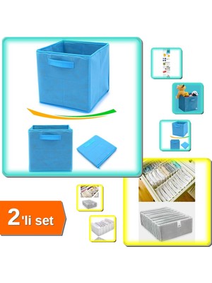 Hereveoyuncak Çorap & Havlu Çekmece Düzenleyici + Mavi Dolap Organizer 2li Set – Evorg5
