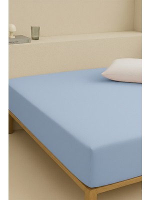 Nart Home Tek Kişilik Pamuklu Lastikli Çarşaf Mavi 100X200