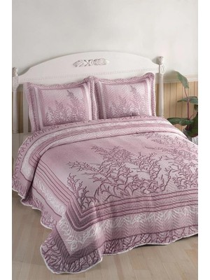 Çeyiz Diyarı Eylül Baskılı Kapitoneli Çift Kişilik Yatak Örtüsü Pembe