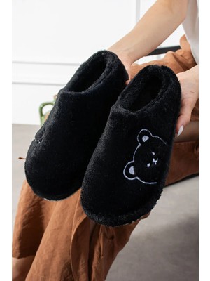 Solario Lucy Ayıcık Nakışlı Kadın Yumuşak Peluş Içi Tüylü Çeyiz Bohça Gelin Ev Terliği