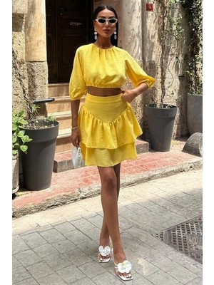 Nnstartshopping  Crop Bluz ve Kat Kat Etekli Takım 10207