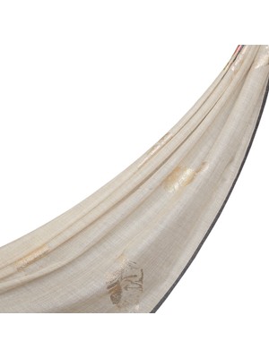 İpekevi Varak Yaprak Desenli Yün Ipek Şal