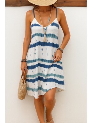 Nnstartshopping  Kadın Ip Askılı V Yakalı Karışık Renkli Süprem Elbise