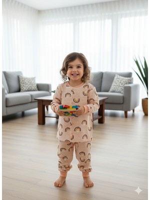 Şimo Butik Kız-Erkek Bebek- Çocuk Pijama Takımı %100 Pamuk Uzun Kollu Önü Çıtçıtlı Mevsimlik