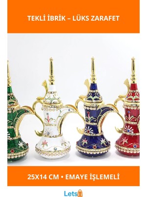 Letsii Swarovski Taşlı Altın Kaplama Dekoratif Ibrik 25X14 cm