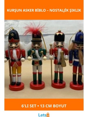 Letsii 6'lı Nostaljik Ahşap Kurşun Asker Dekoratif Biblo 13CM