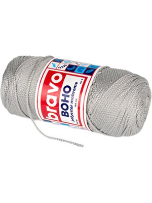 Bravo Boho Makrome İplik 100 gr 150 Metre 3 mm Açık Gri Renkli Yaratıcı Projeler İçin