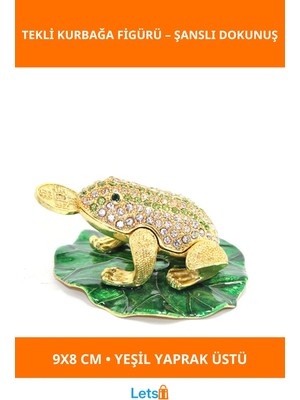 Letsii Swarovski Taşlı Altın Kaplama Zarif Dekoratif Kurbağa 9x8 cm