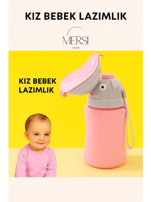 Mersi Shop Portatif Çocuk Pisuarı 500 ml | Kız  Erkek Bebek Taşınabilir Sızdırmaz Lazımlık Seyahat Tuvalet Kabı