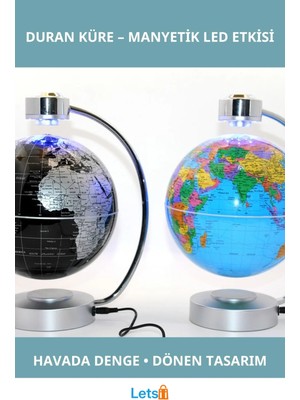 Letsii Manyetik Ledli Havada Duran Küre Modern Dekorasyon Için