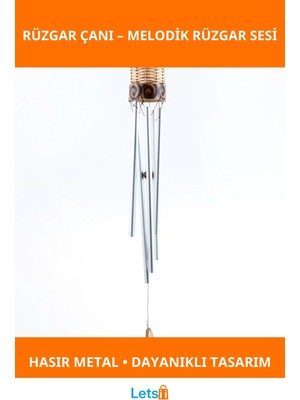 Letsii Hasır Metal Çanlı Melodik Rüzgar Çanı Bahçe ve Balkon Dekorasyonu