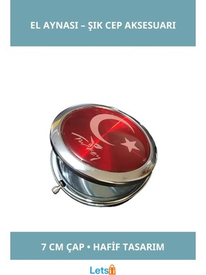 Letsii Türk Bayraklı Kompakt El Aynası 7 cm