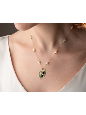 Flamingo Jewelery 925 Ayar Papatya Silver Inci Zeytin Kolye<rose,gold,rodaj>