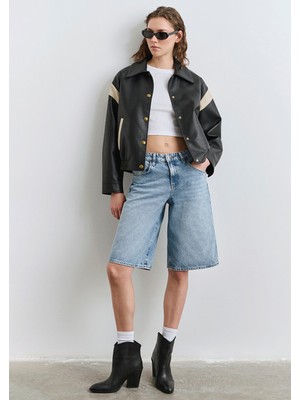 Mavi Siyah Suni Deri Ceket 1110727-900