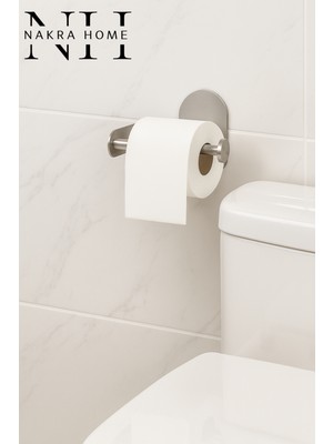 Nakra Home Paslanmaz Çelik Yapışkanlı Tuvalet Kağıdı Askılığı | Delmeden Montaj | Wc Kağıtlığı | Neme Dayanıklı