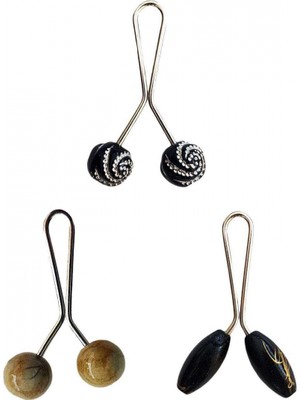 MiraLive 3 Adet Tesettür Eşarp ve Şal Klipsi Hardal Siyah Siyah Desenli