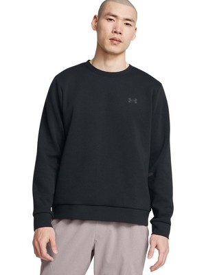 Under Armour 1389351-001 Ua Unstoppable Flc Crew Yuvarlak Yaka Normal Kalıp Siyah Erkek Sweatshirt