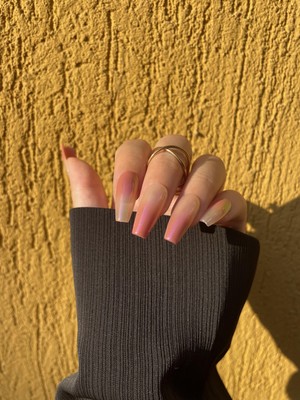 Takma Takma 10'lu Pembe Uzun Balerin TT0955 Tekrar Kullanılabilir El Yapımı Protez Takma Tırnak - Pembe-M