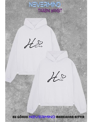 Nevermind Kombini His & Hers Sevgili Kombini 2'li Oversize Unisex Kapüşonlu Sweatshirt Seti