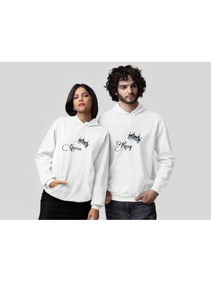 NEVERMIND Sevgili Kombini King Queen Sweatshirt – Çift Kapüşonlu Hoodie