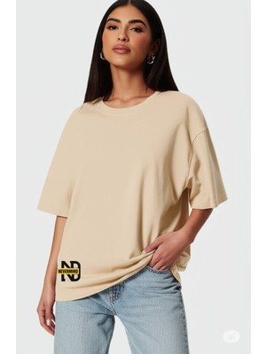 Nevermind | Sol Alt "nevermınd" Baskılı Geniş Kalıp Oversize Unisex Tişört
