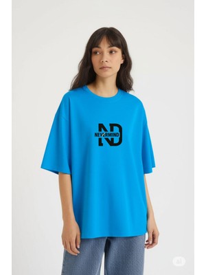 Nevermind Oversize Tişört Kadın | "nevermınd" Baskılı Geniş Kalıp T-Shirt Unisex