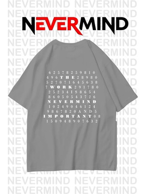 NEVERMIND Oversize Unisex Tişört Grafik Baskılı, Rahat Kalıp