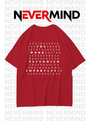 NEVERMIND Oversize Unisex Tişört Grafik Baskılı, Rahat Kalıp
