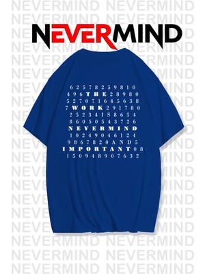 NEVERMIND Oversize Unisex Tişört Grafik Baskılı, Rahat Kalıp