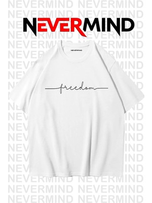 NEVERMIND Erkek Oversize “Freedom” Baskılı Erkek Tişört – Yazlık Rahat Pamuklu Tshirt