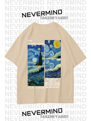 NEVERMIND Nevermind Unisex Van Gogh Baskılı Oversize Tshirt