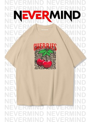 Nevermind Cherries Baskılı Oversize Unisex Tişört