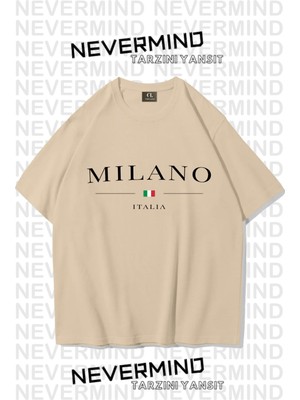 NEVERMIND Unisex Baskılı Oversize %100 Pamuk T-shirt