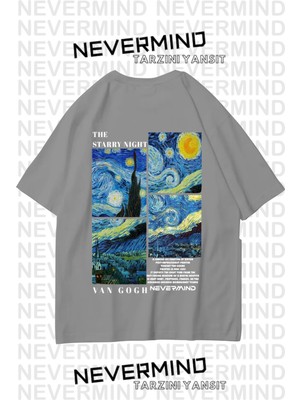 NEVERMIND Nevermind Unisex Van Gogh Baskılı Oversize Tshirt